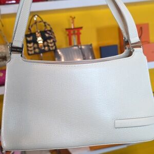 Nina Ricci Cream Textured Leather Shoulder Bag